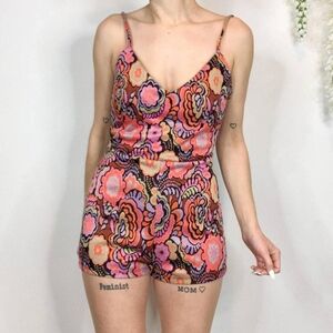 Zara Women's Pink and Orange Playsuit-romper